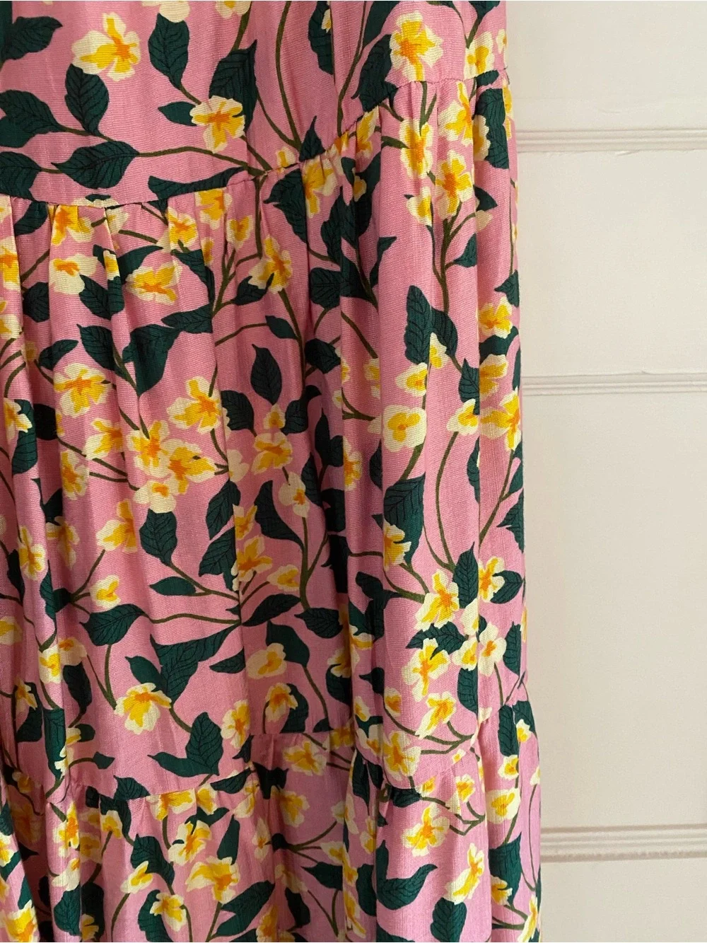 Moon River Pink Floral Maxi Dress with Puff Sleeves